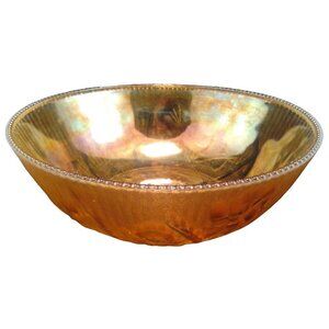 Carnival Iris & Herringbone Art Glass Beaded Edge 8" Berry Bowl